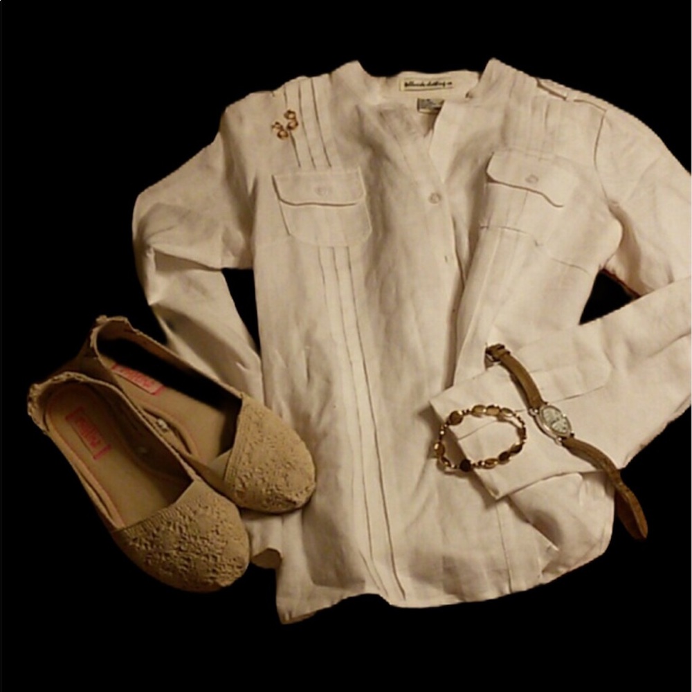 Telluride Clothing Co. White Cotton Linen Blouse
